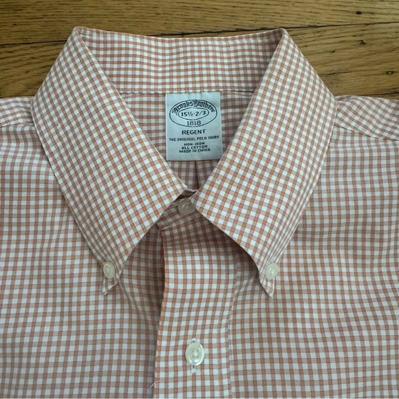 Brooks Brothers Other - Brooks Brothers Orange and White Gingham Long Sleeve Button Down Shirt Size M